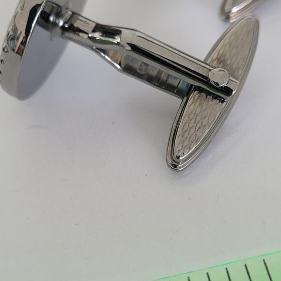 Dunhill D Cufflinks Silver Gold Tone Logo Round Designer Logo Vintage Geometric - Picture 3 of 7